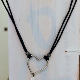 penjoll senzill cor de plata i perla