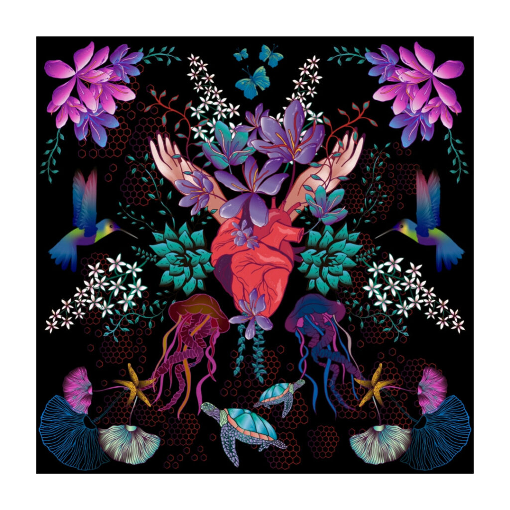 Pañuelo Mediterráneo 70 x 70 cm. 1 Pañuelo Mediterráneo 70 x 70 cm.