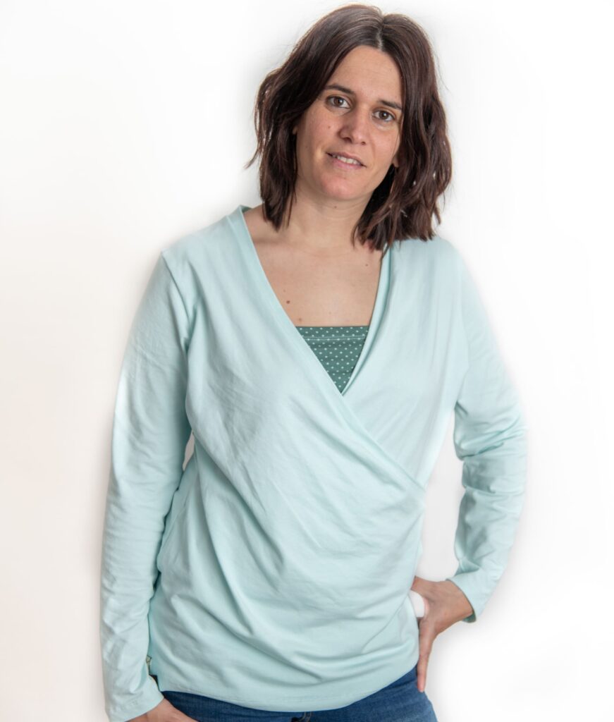 Samarreta lactància i embaràs turquesa - Màniga llarga 1 Samarreta lactància i embaràs turquesa - Màniga llarga