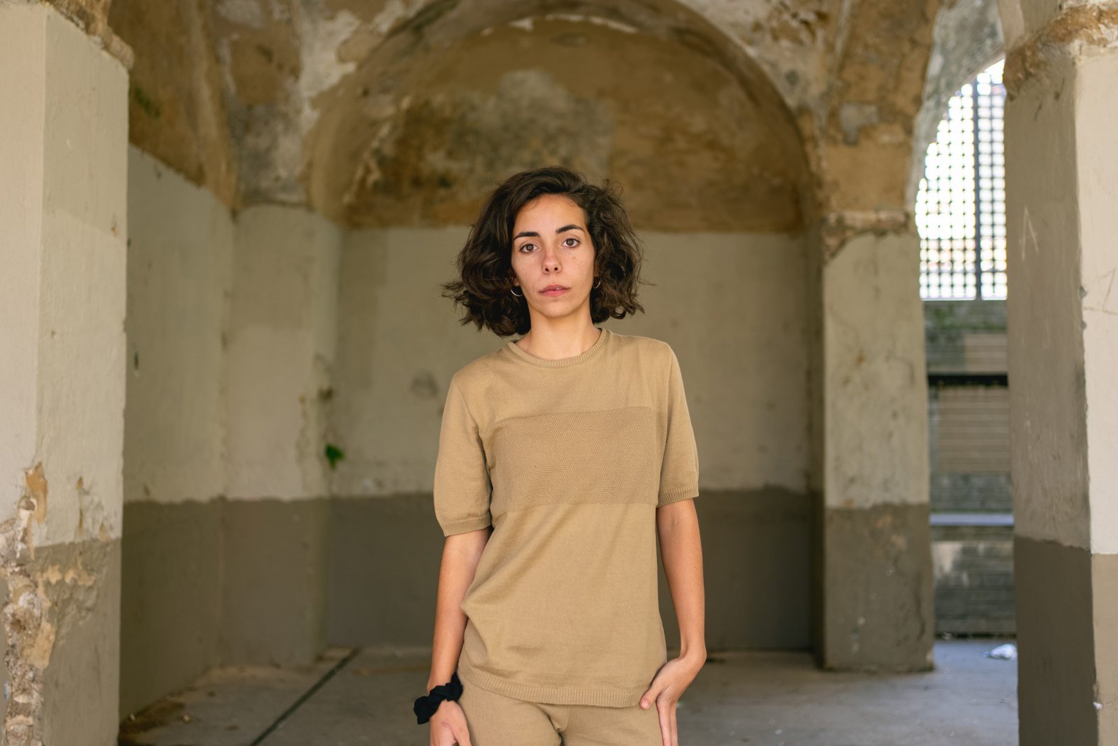 Samarreta màniga curta beix 1 Samarreta màniga curta beix